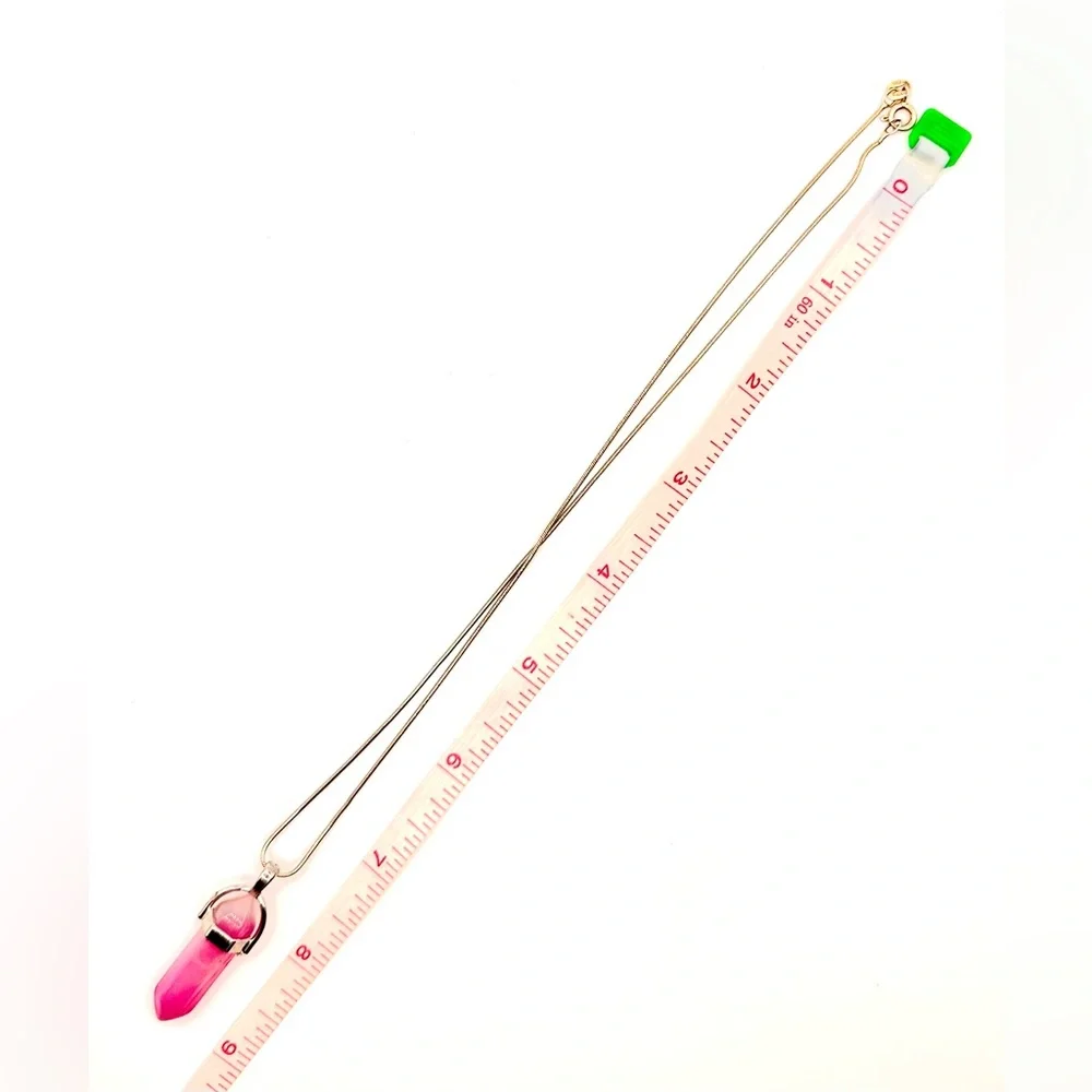 NWOT PINK HEALING CRYSTAL WITH 925 SILVER NECKLACE - Picture 4 of 5